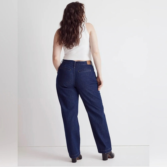 NWT Madewell Baggy Straight Jeans in Woodham Wash: Pleated Edition Size 32 - Picture 3 of 13